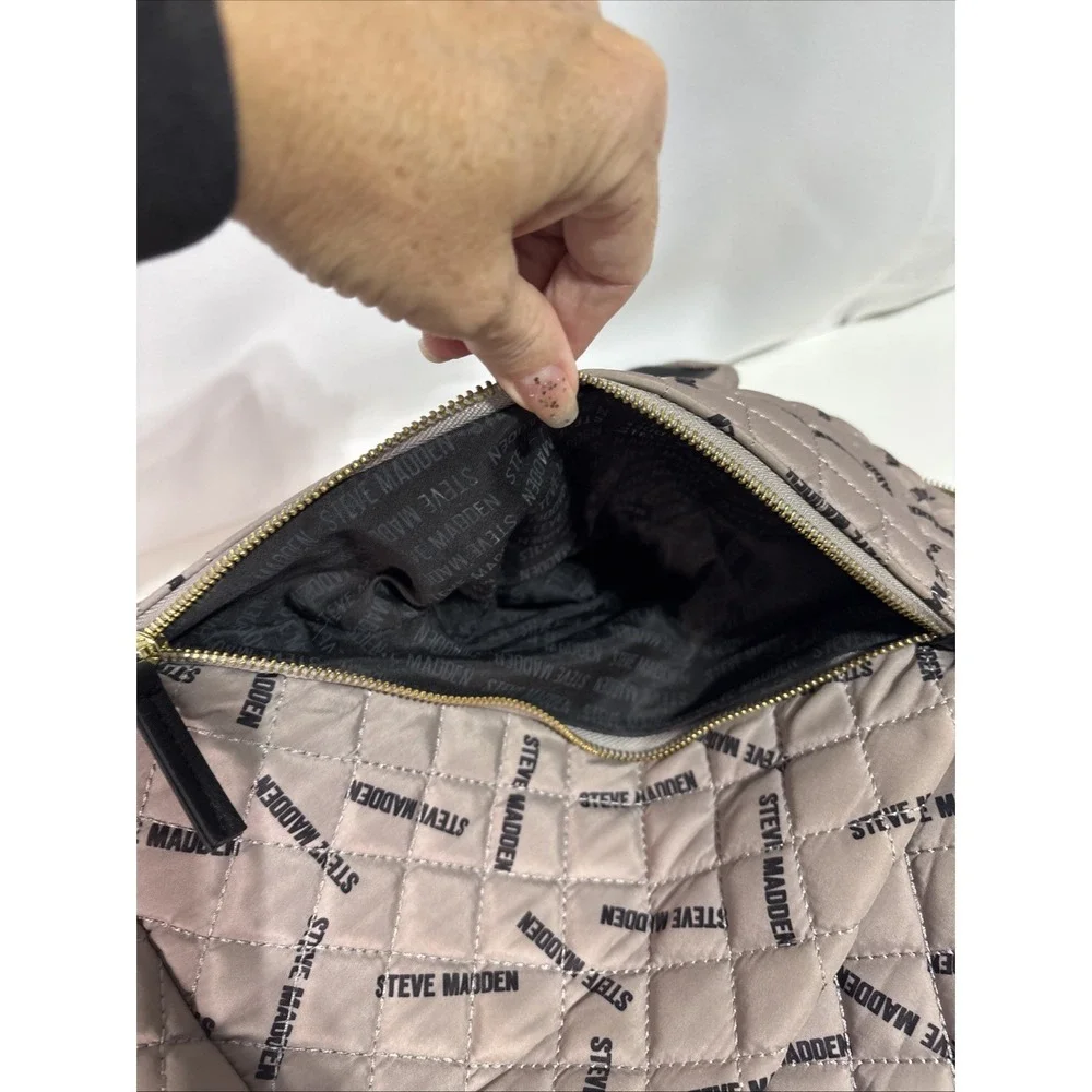 Steve Madden Quilted Tan & Black Backpack‎ Bag Multiple Pockets